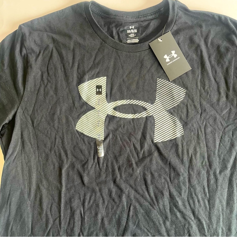 Under Armour Men's‎ Large Black Big Logo Graphic Tee Loose Fit